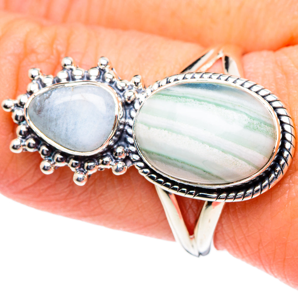 Ocean Jasper, Aquamarine Rings handcrafted by Ana Silver Co - RING94898