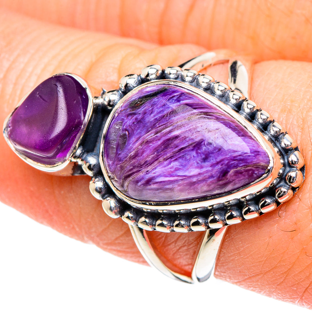 Charoite, Amethyst Rings handcrafted by Ana Silver Co - RING94906