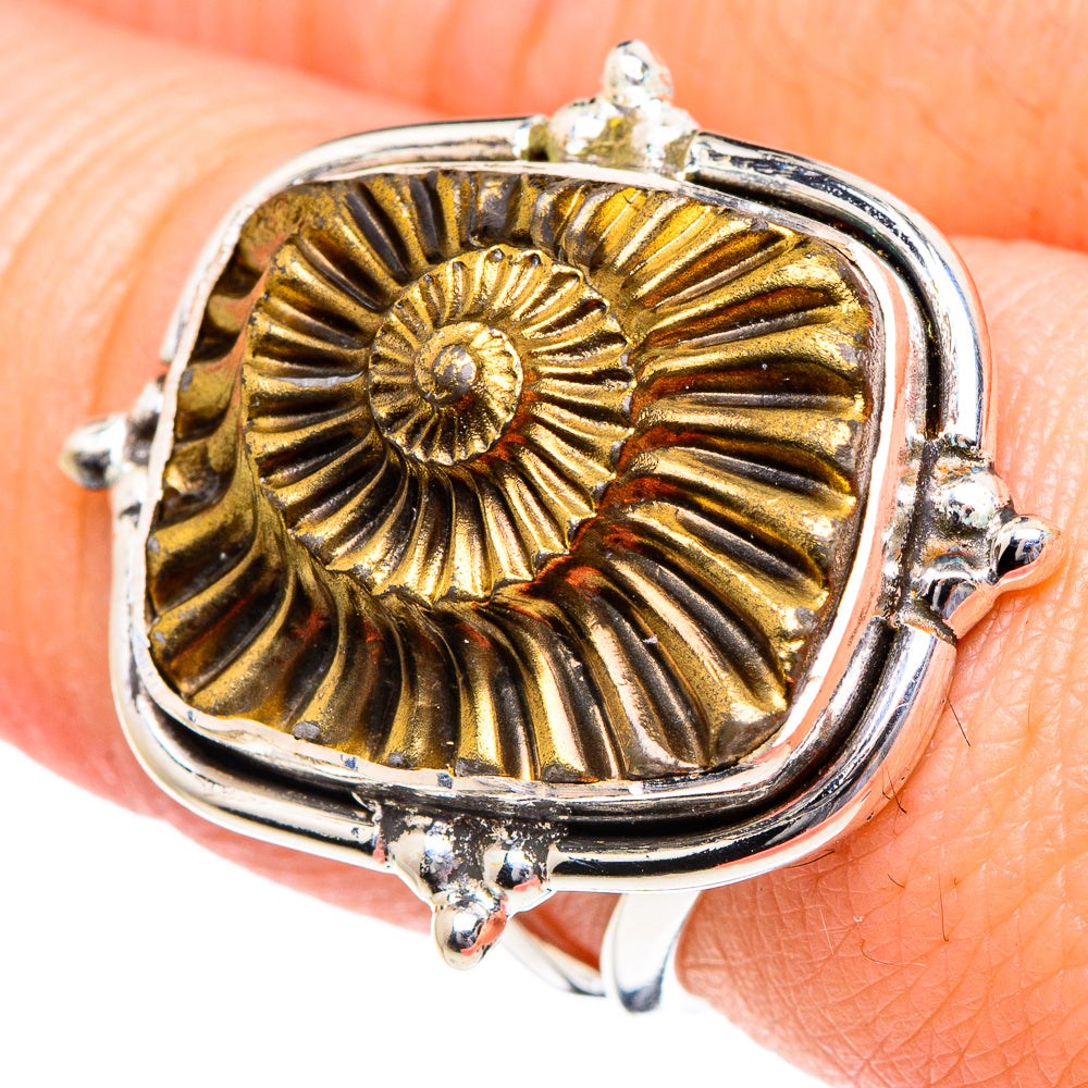 Pyrite Fossil Rings handcrafted by Ana Silver Co - RING94908