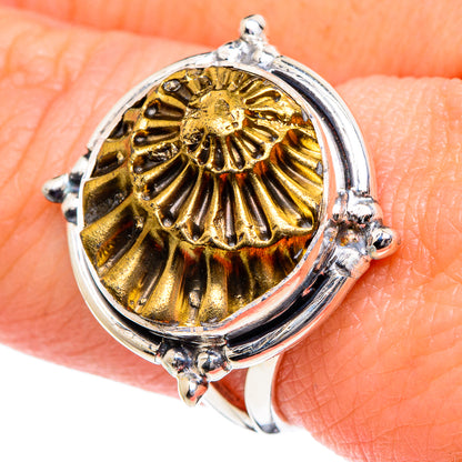 Pyrite Fossil Rings handcrafted by Ana Silver Co - RING94909