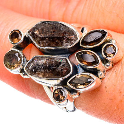 Herkimer Diamond, Smoky Quartz Rings handcrafted by Ana Silver Co - RING94910
