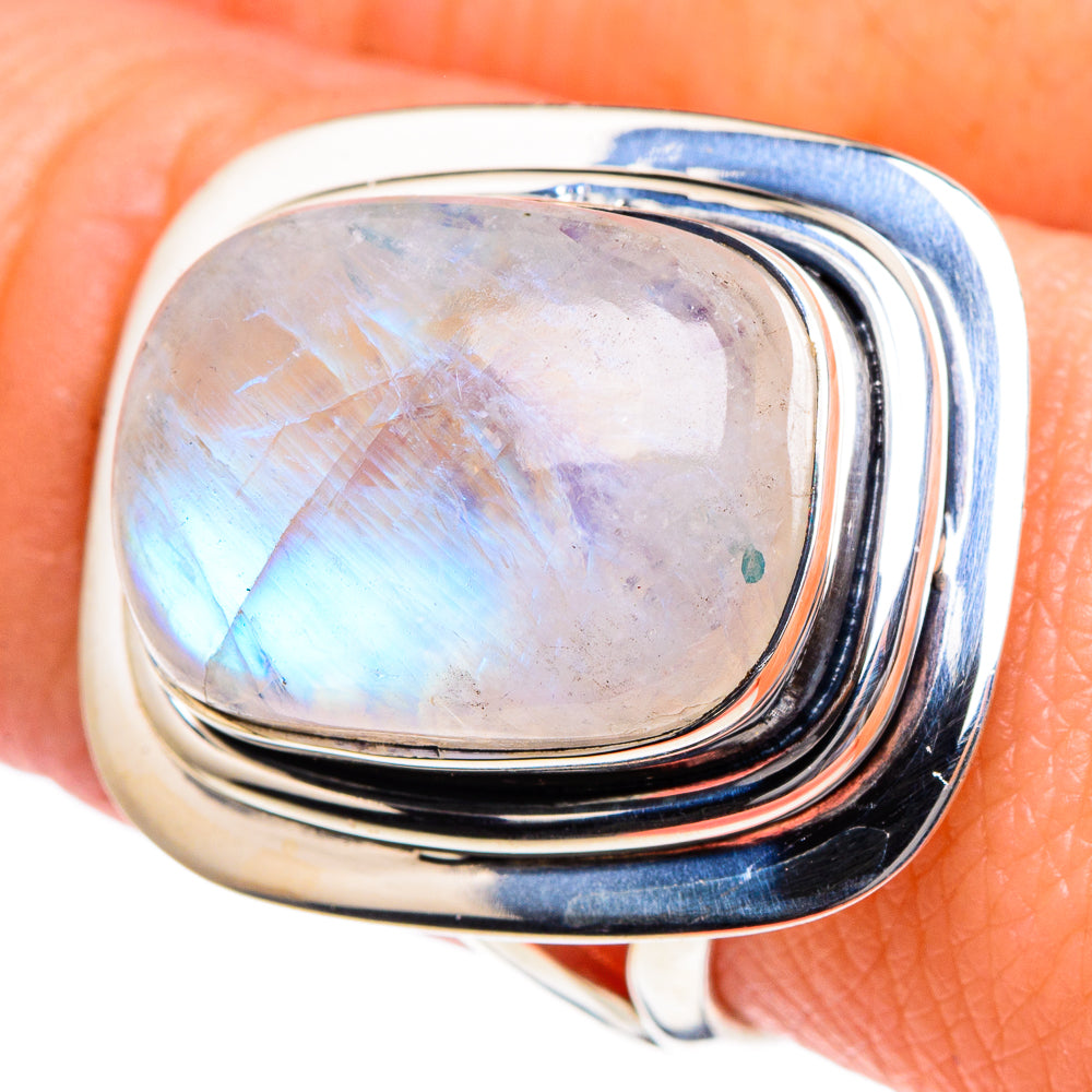Rainbow Moonstone Rings handcrafted by Ana Silver Co - RING94913