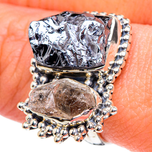 Galena, Herkimer Diamond Rings handcrafted by Ana Silver Co - RING94915