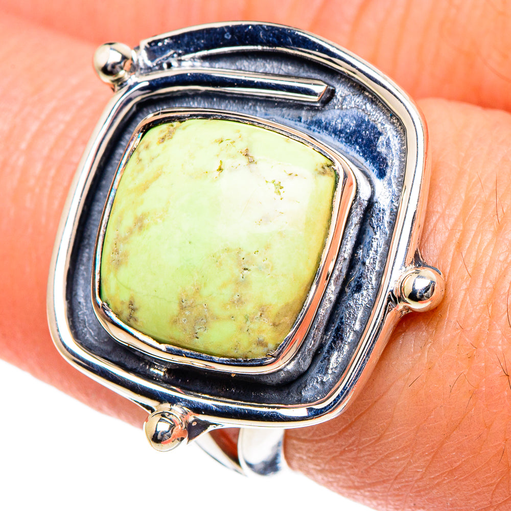 Lemon Chrysoprase Rings handcrafted by Ana Silver Co - RING94916