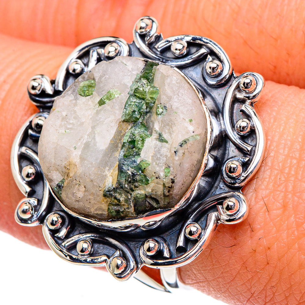 Green Tourmaline In Quartz Rings handcrafted by Ana Silver Co - RING94922