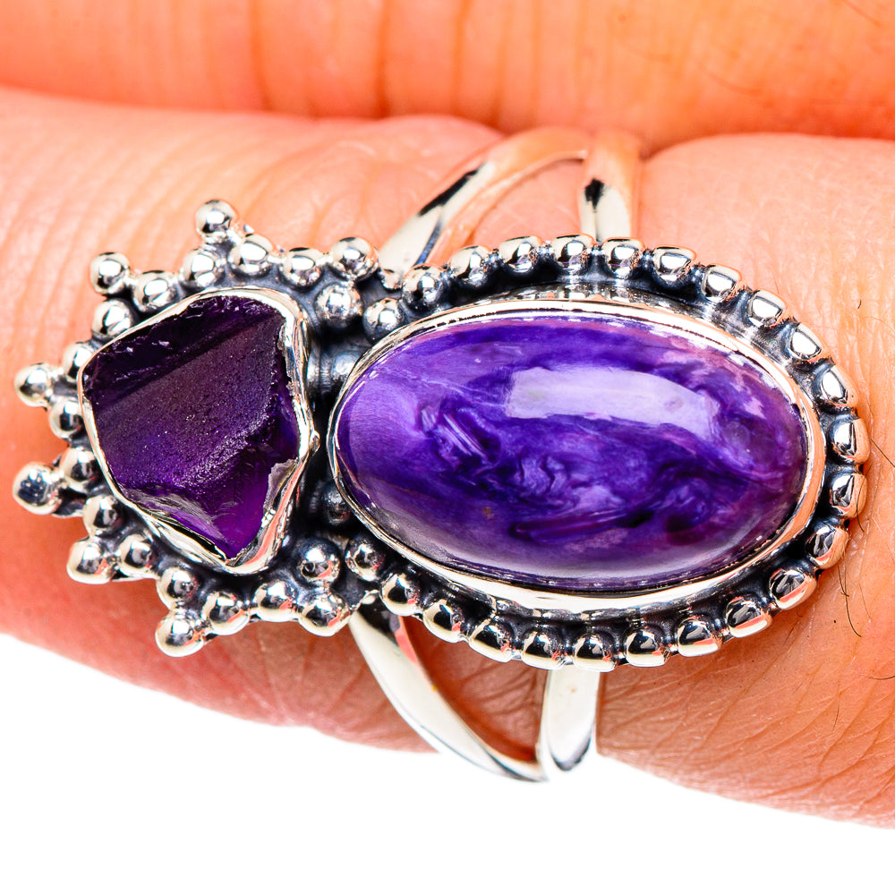 Charoite, Amethyst Rings handcrafted by Ana Silver Co - RING94930