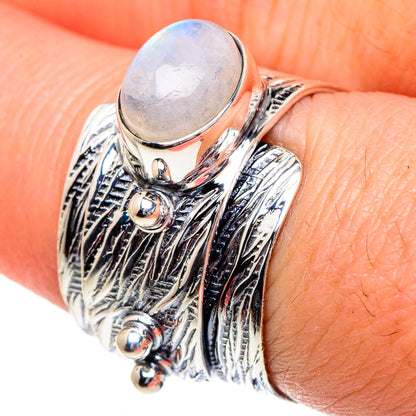 Rainbow Moonstone Rings handcrafted by Ana Silver Co - RING94936