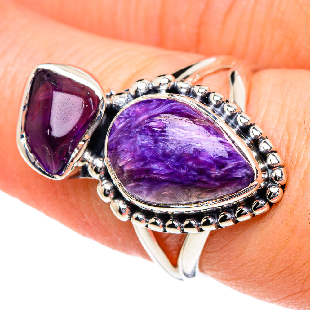 Charoite, Amethyst Rings handcrafted by Ana Silver Co - RING94955