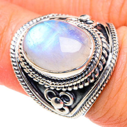 Rainbow Moonstone Rings handcrafted by Ana Silver Co - RING94956