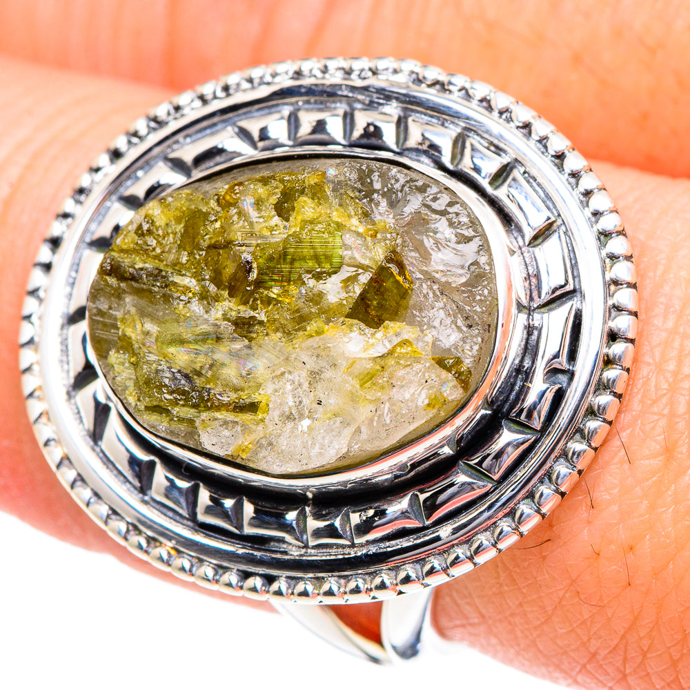 Green Tourmaline In Quartz Rings handcrafted by Ana Silver Co - RING94967