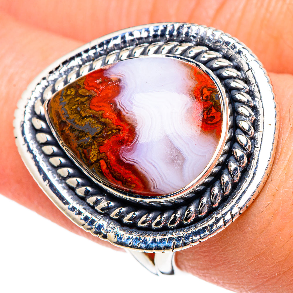 Crazy Lace Agate Rings handcrafted by Ana Silver Co - RING94969