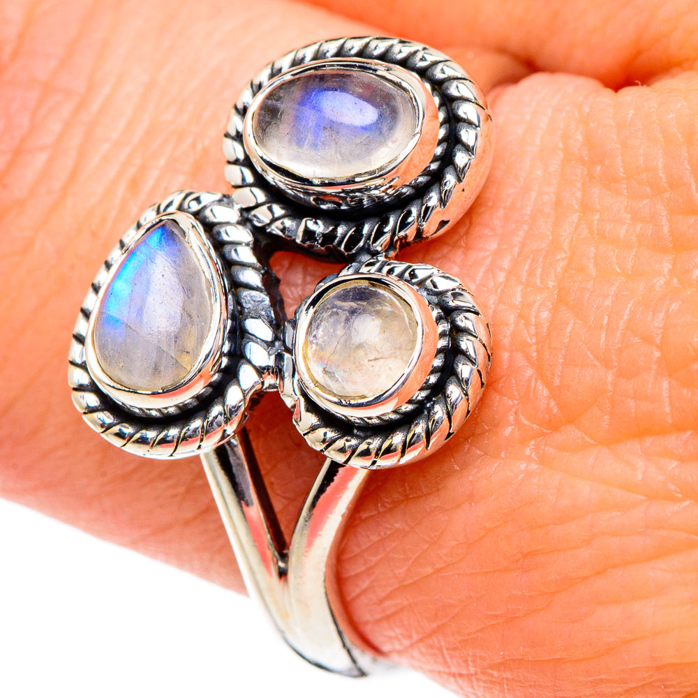 Rainbow Moonstone Rings handcrafted by Ana Silver Co - RING94970