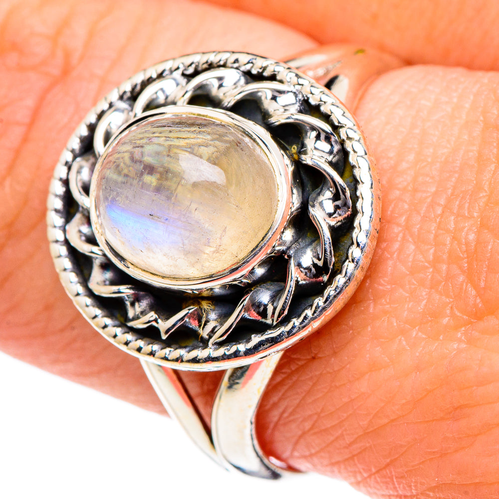 Rainbow Moonstone Rings handcrafted by Ana Silver Co - RING94971