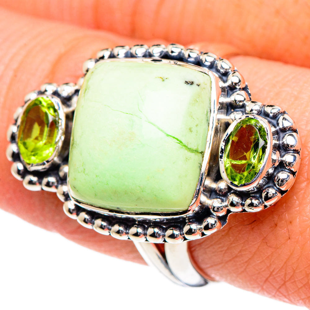 Lemon Chrysoprase, Peridot Rings handcrafted by Ana Silver Co - RING94977