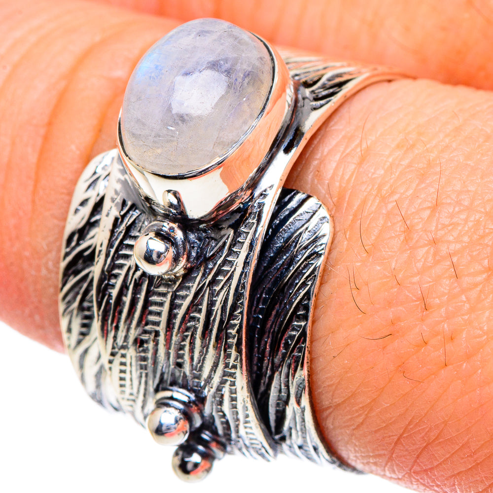Rainbow Moonstone Rings handcrafted by Ana Silver Co - RING94982