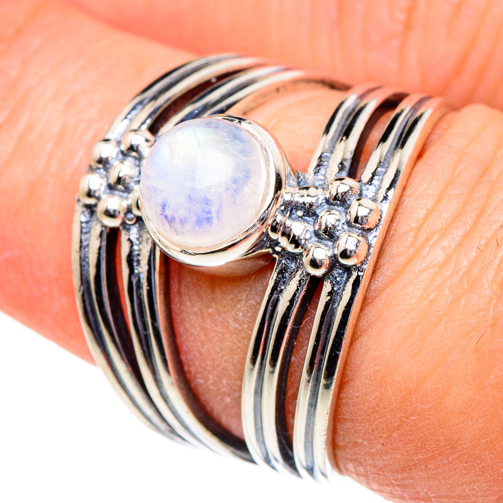 Rainbow Moonstone Rings handcrafted by Ana Silver Co - RING94983