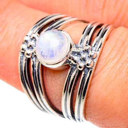 Rainbow Moonstone Rings handcrafted by Ana Silver Co - RING94983