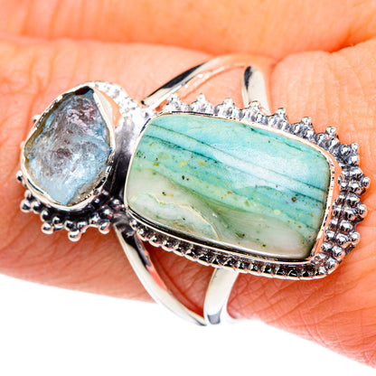 Ocean Jasper, Aquamarine Rings handcrafted by Ana Silver Co - RING94989