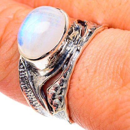 Rainbow Moonstone Rings handcrafted by Ana Silver Co - RING94995