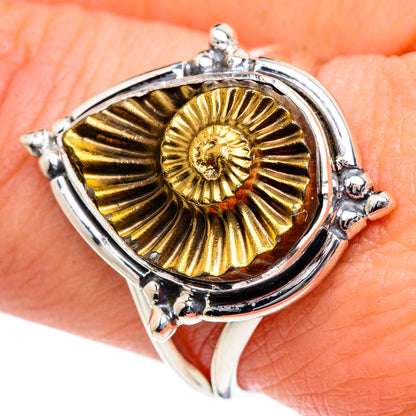 Pyrite Fossil Rings handcrafted by Ana Silver Co - RING95006