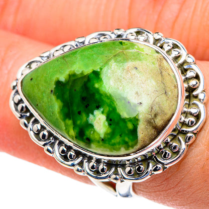 Australian Green Opal Rings handcrafted by Ana Silver Co - RING95034