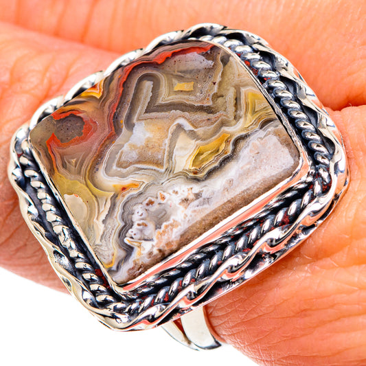 Crazy Lace Agate Rings handcrafted by Ana Silver Co - RING95042