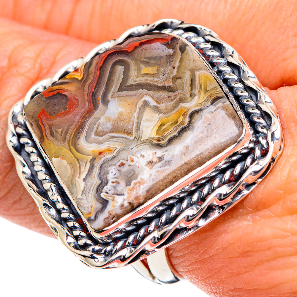 Crazy Lace Agate Rings handcrafted by Ana Silver Co - RING95042