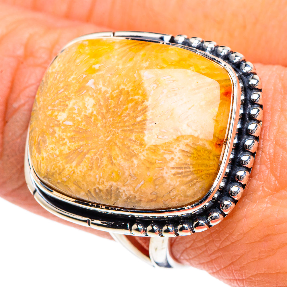 Fossil Coral Rings handcrafted by Ana Silver Co - RING95052