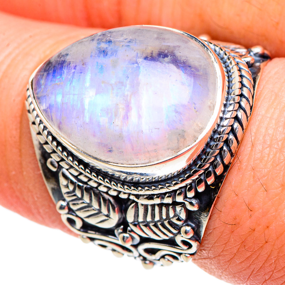 Rainbow Moonstone Rings handcrafted by Ana Silver Co - RING95064