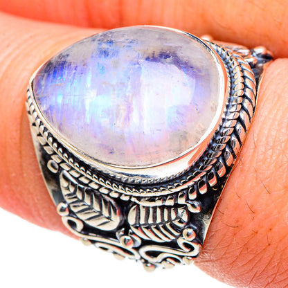 Rainbow Moonstone Rings handcrafted by Ana Silver Co - RING95064