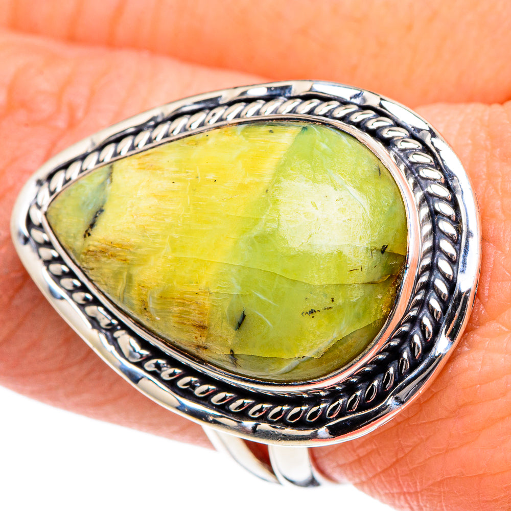 African Green Opal Rings handcrafted by Ana Silver Co - RING95126
