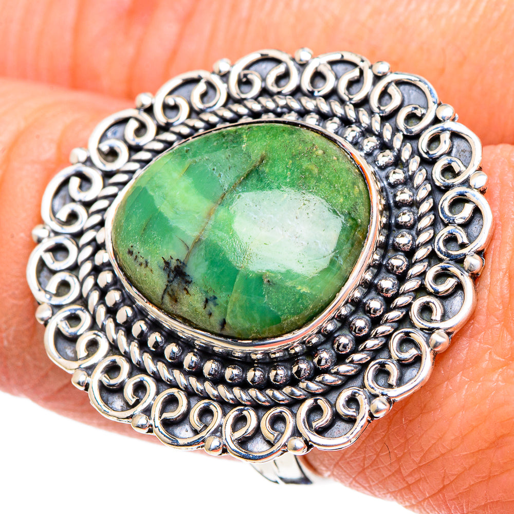 African Green Opal Rings handcrafted by Ana Silver Co - RING95130