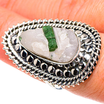 Green Tourmaline In Quartz Rings handcrafted by Ana Silver Co - RING95156