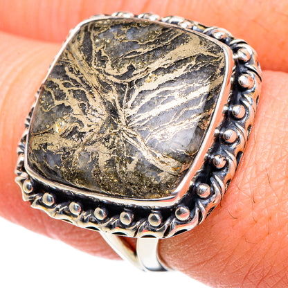 Pyrite Agate Rings handcrafted by Ana Silver Co - RING95182