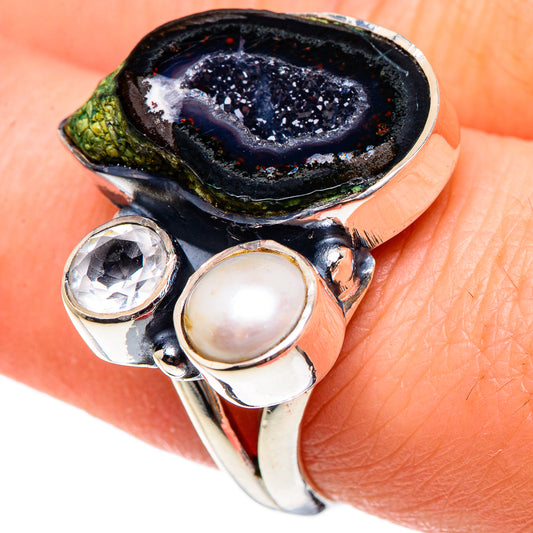 Coconut Geode Druzy Rings handcrafted by Ana Silver Co - RING95203