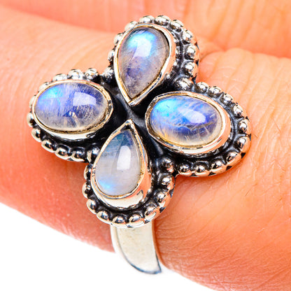 Rainbow Moonstone Rings handcrafted by Ana Silver Co - RING95205