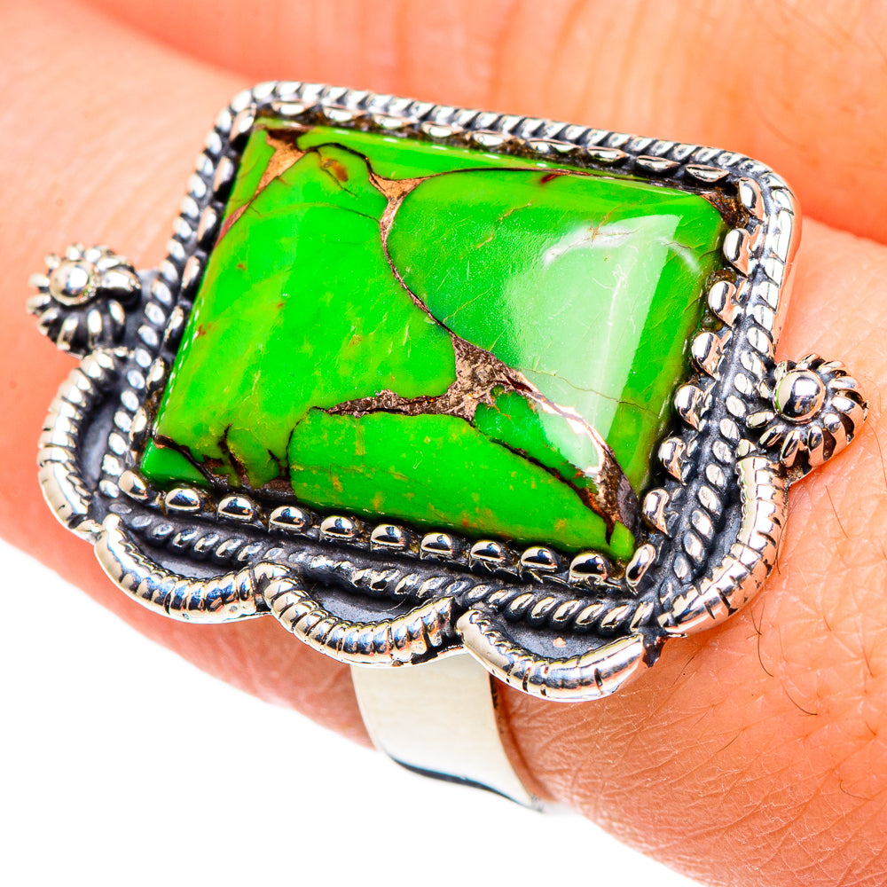 Green Copper Composite Turquoise Rings handcrafted by Ana Silver Co - RING95219