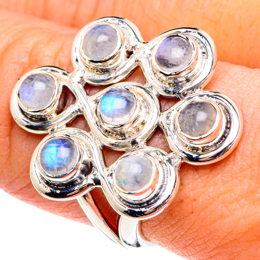 Rainbow Moonstone Rings handcrafted by Ana Silver Co - RING95232