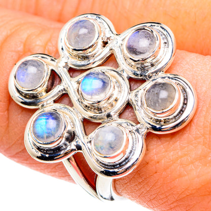 Rainbow Moonstone Rings handcrafted by Ana Silver Co - RING95232