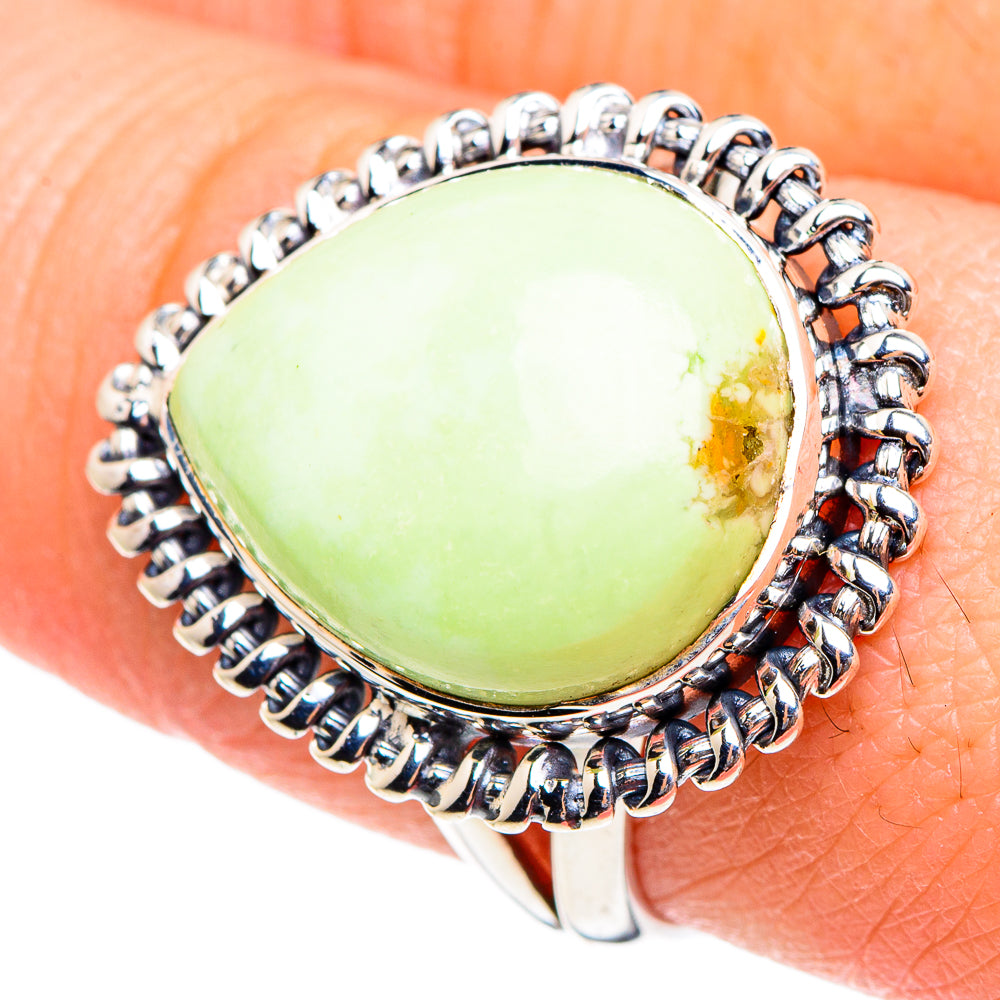 Lemon Chrysoprase Rings handcrafted by Ana Silver Co - RING95236