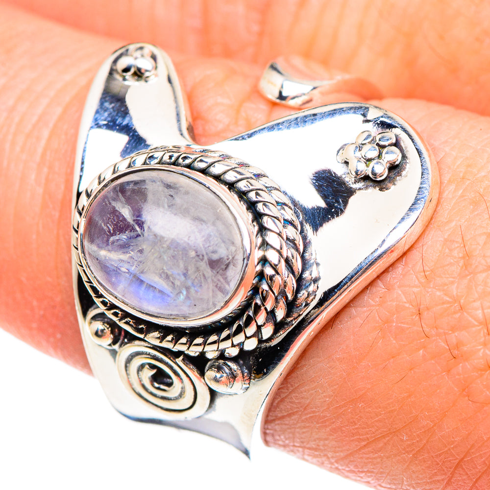 Rainbow Moonstone Rings handcrafted by Ana Silver Co - RING95253