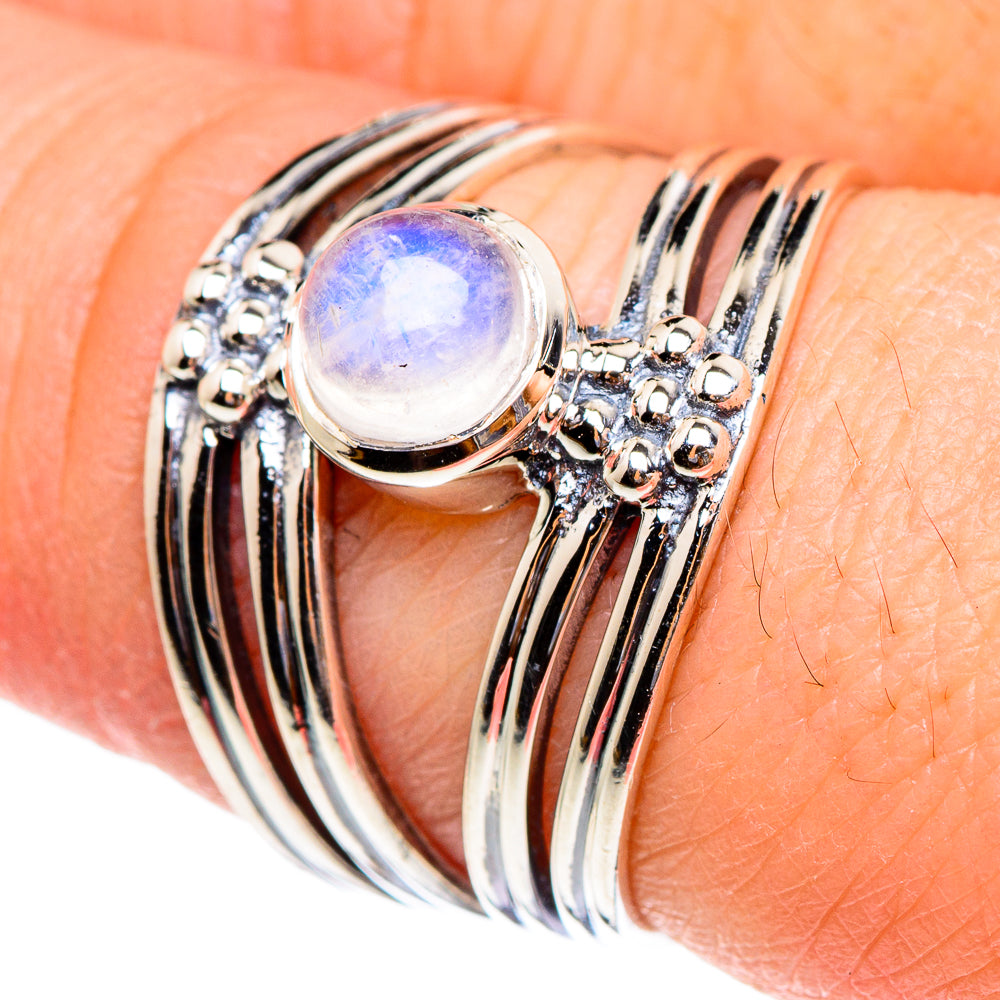 Rainbow Moonstone Rings handcrafted by Ana Silver Co - RING95265