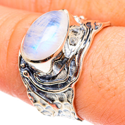 Rainbow Moonstone Rings handcrafted by Ana Silver Co - RING95266