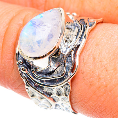 Rainbow Moonstone Rings handcrafted by Ana Silver Co - RING95283