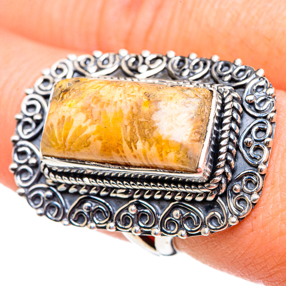 Fossil Coral Rings handcrafted by Ana Silver Co - RING95320