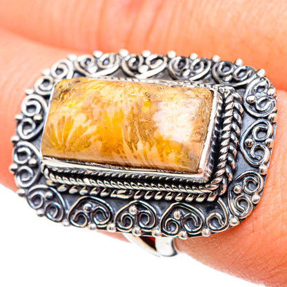 Fossil Coral Rings handcrafted by Ana Silver Co - RING95320