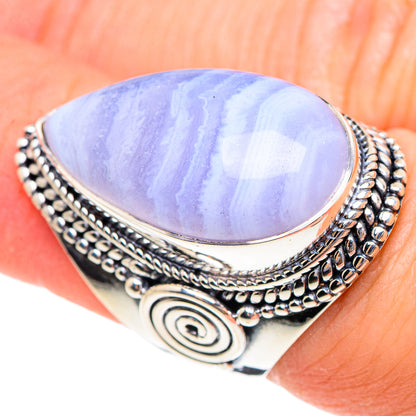 Blue Lace Agate Rings handcrafted by Ana Silver Co - RING95337