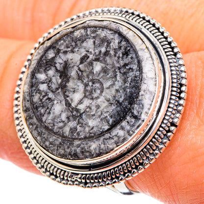 Goniatite Fossil Rings handcrafted by Ana Silver Co - RING95388