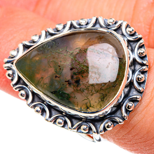 Green Moss Agate Rings handcrafted by Ana Silver Co - RING95419
