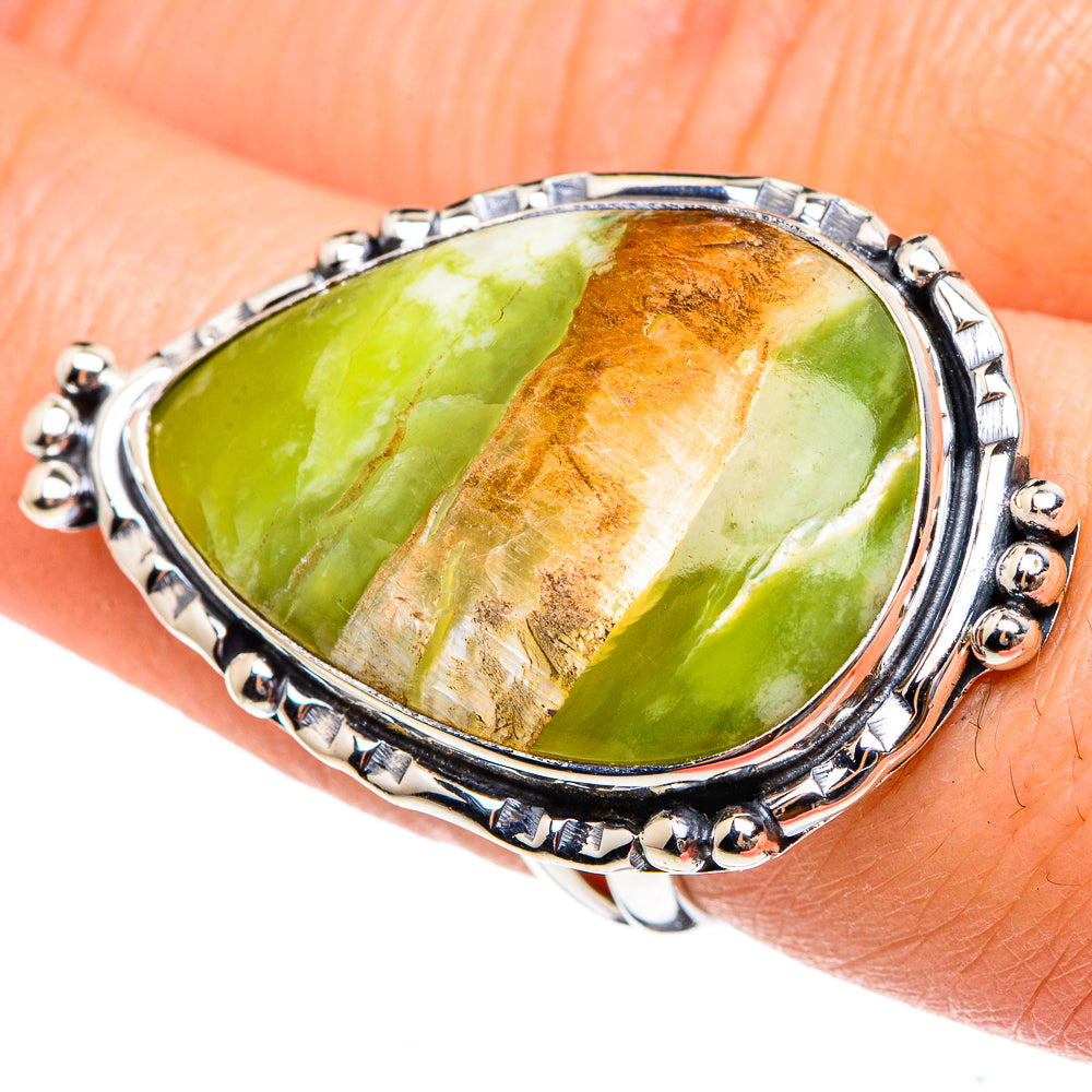 Australian Green Opal Rings handcrafted by Ana Silver Co - RING95425